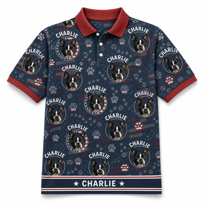 American Flag Pet Photo Polo - Hero