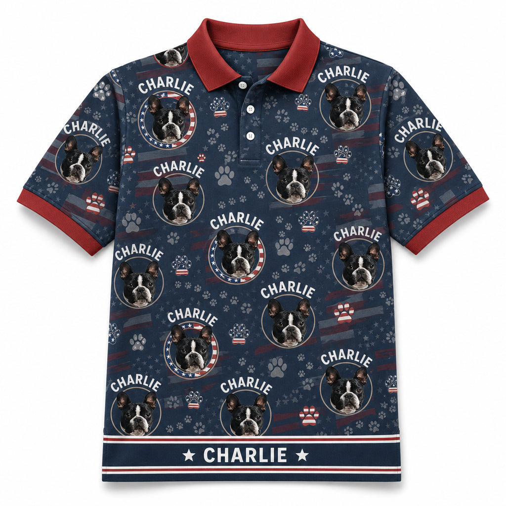 American Flag Pet Photo Polo - Hero