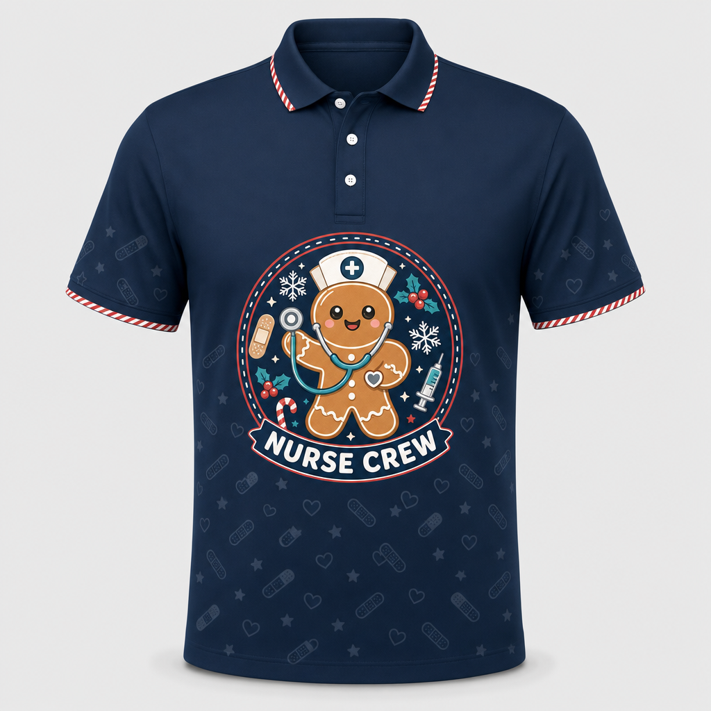 Gingerbread Nurse Crew Holiday Polo - Polo shirt - All over printed 04da8e2c-04cd-41e0-88ab-7cd0e54b553b.png