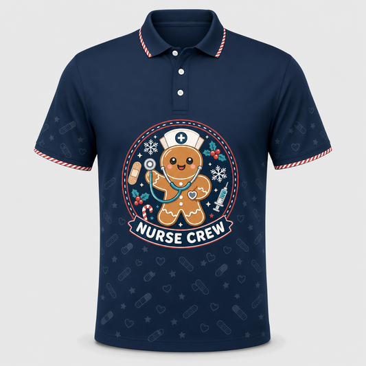 Gingerbread Nurse Crew Holiday Polo - Polo shirt - All over printed 04da8e2c-04cd-41e0-88ab-7cd0e54b553b.png