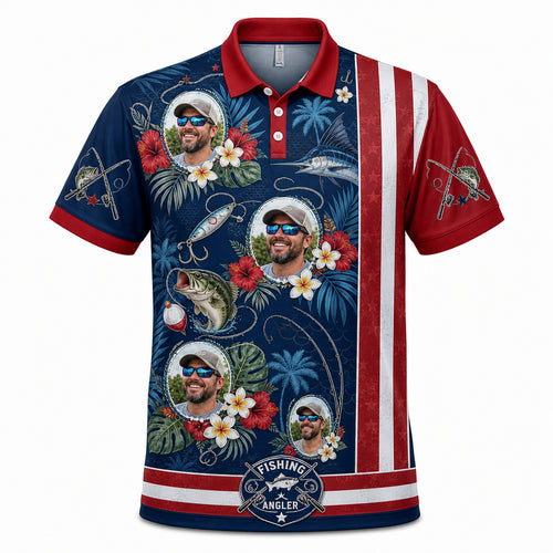 Custom Photo Fishing American Hawaiian Shirt - Hero