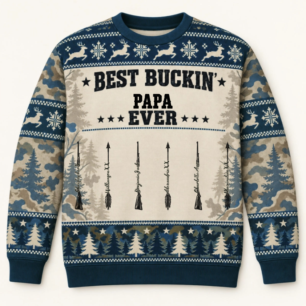 Best Buckin Papa — Personalized Sweater — Christmas Gift