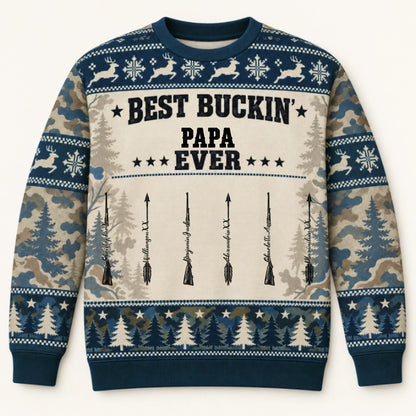 Best Buckin Papa — Personalized Sweater — Christmas Gift