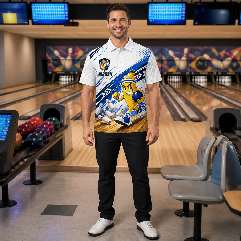 Personalized Bowlanas for Strikes Bowling Polo Shirt – Custom Name, All-Over Print