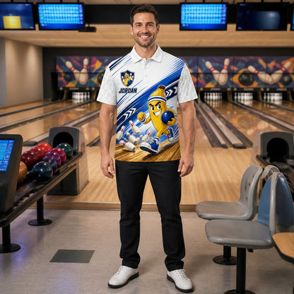 Personalized Bowlanas for Strikes Bowling Polo Shirt – Custom Name, All-Over Print
