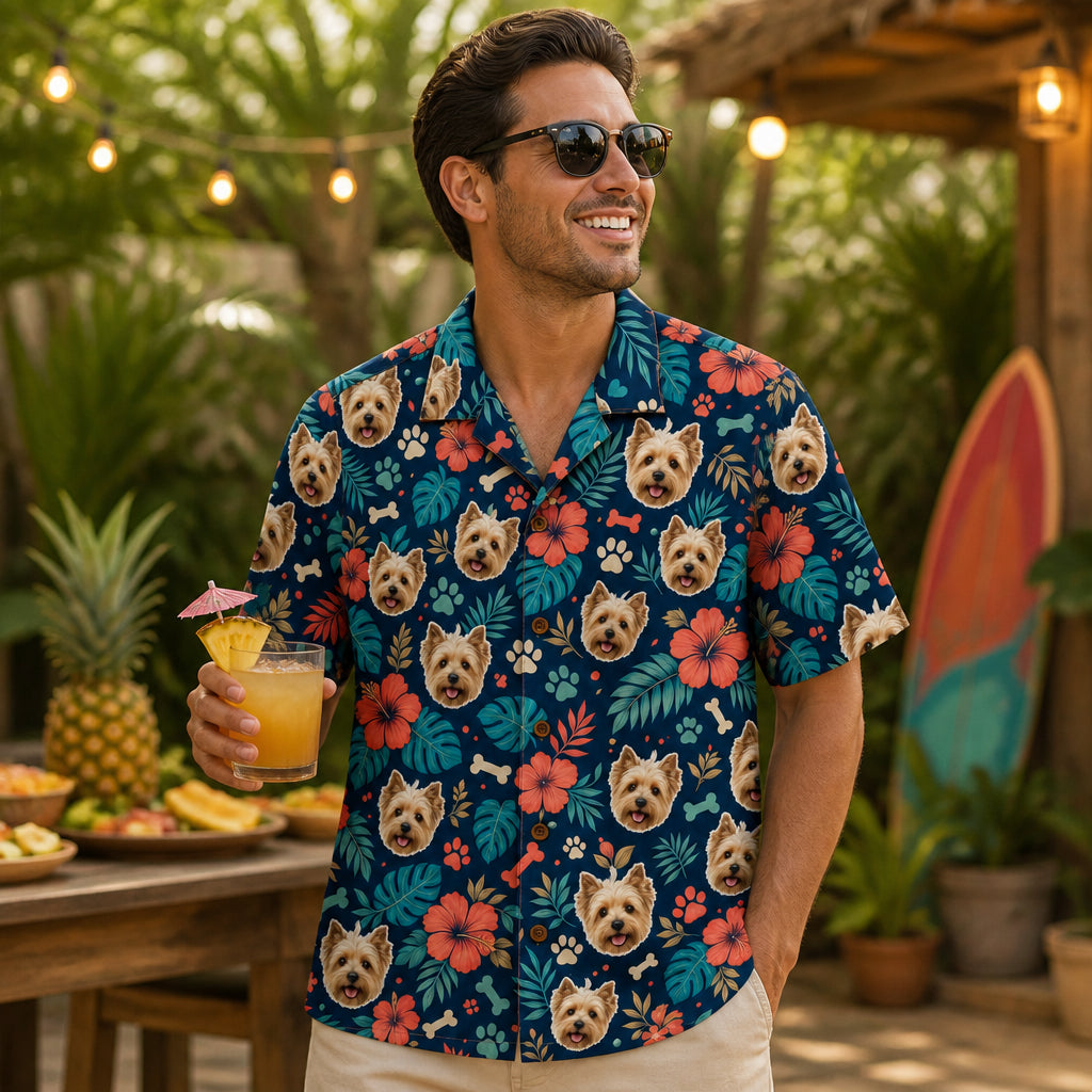 Custom Pet Face Hawaiian Shirt – Paws & Tropics AOP - Lifestyle 2