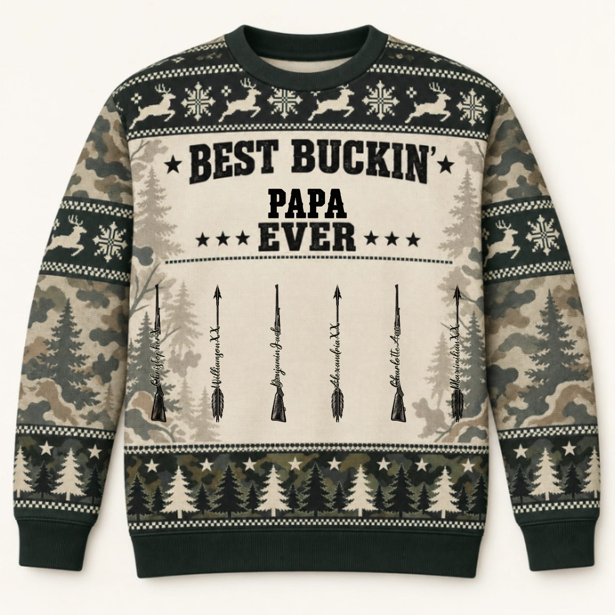 Best Buckin Papa — Personalized Sweater — Christmas Gift