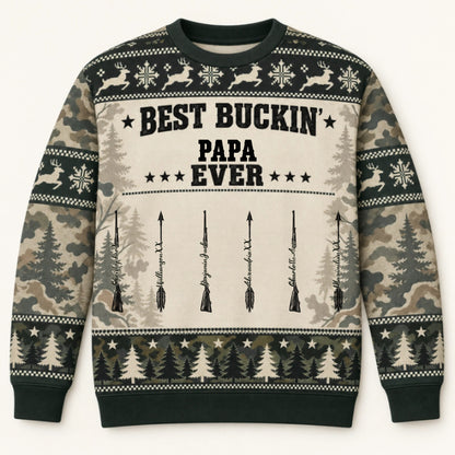 Best Buckin Papa — Personalized Sweater — Christmas Gift