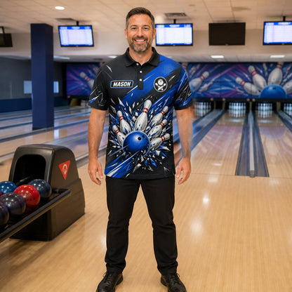 Personalized NAME Smash Bowling Polo Shirt – Custom Name, All-Over Print