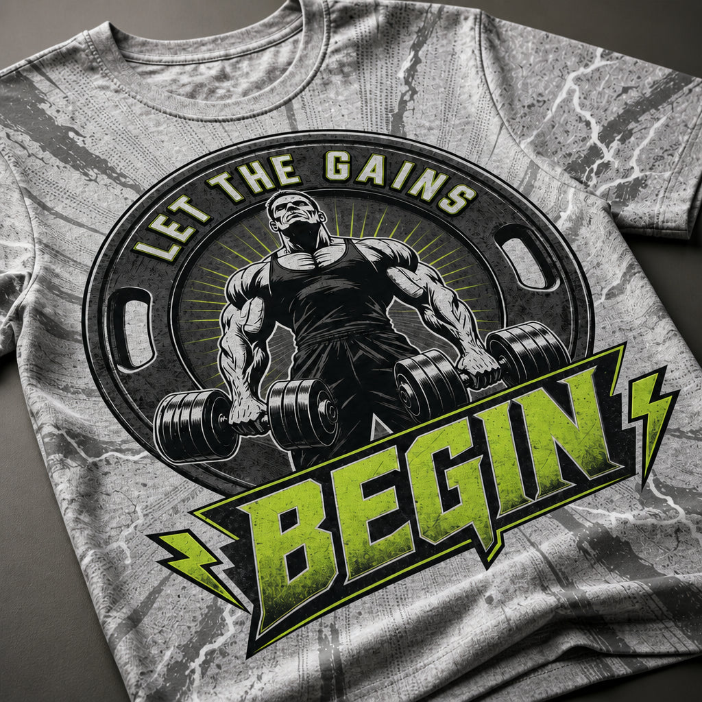 Let The Gains Begin — Power Plate Tee - T-Shirt - All over printed 069bc382-2fbd-45be-948a-dc4e2b769e09.jpg