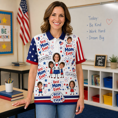 Best Mom Ever Patriotic Photo Polo - Lifestyle 2