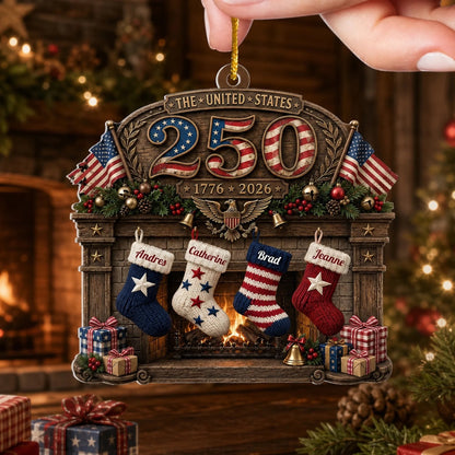USA 250th Anniversary Fireplace & Stockings - Personalized Acrylic Ornament, Custom Family Names, Patriotic Christmas Keepsake 0796390e-a708-42fb-afcd-f127ad89c0a3-6a718c7629184.jfif