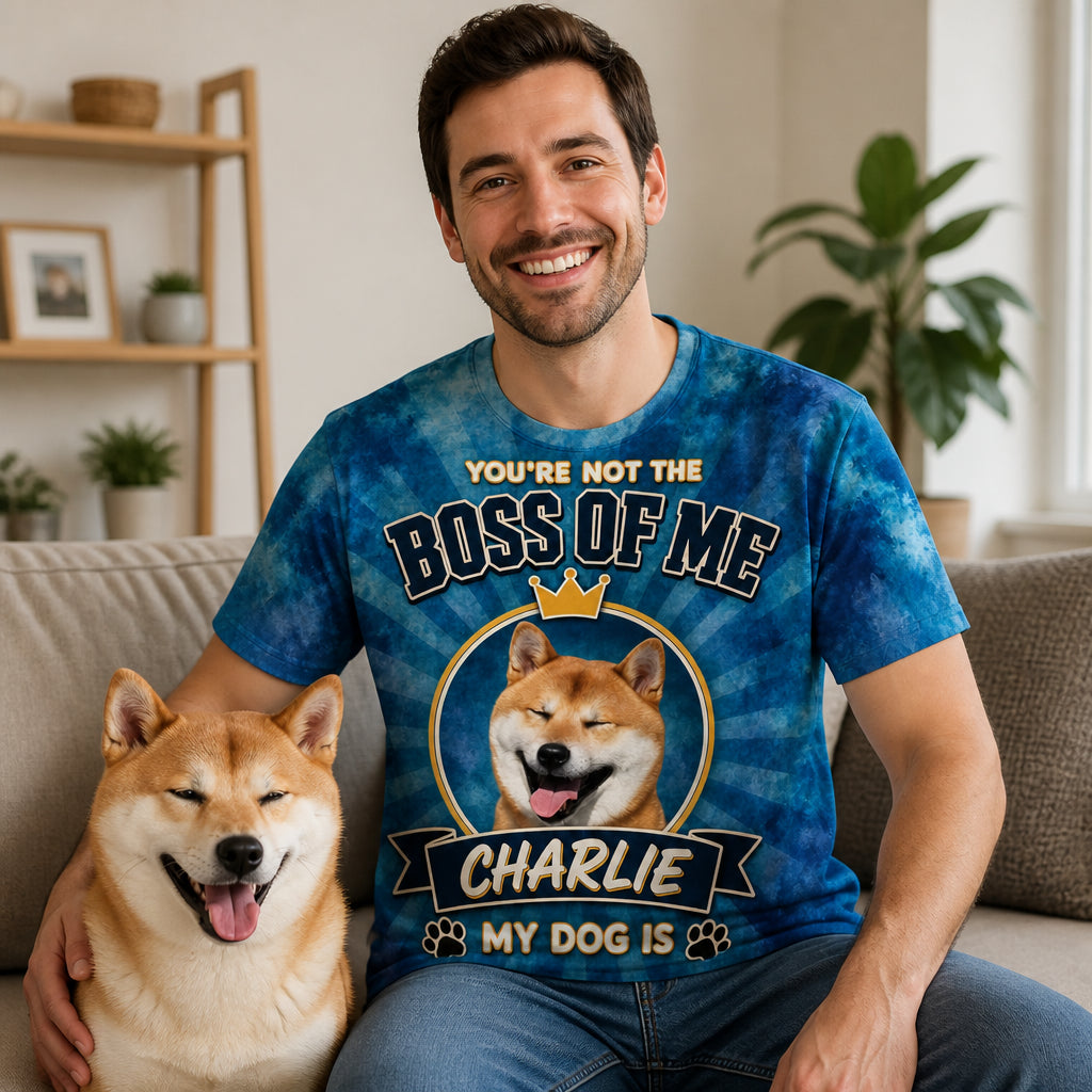 Boss Of Me Pet Photo AOP Tee - Lifestyle 1