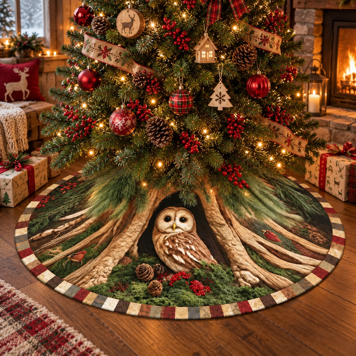 Owl Christmas Tree Skirt, Woodland Forest Tree Skirt, Rustic Christmas Decor, Owl Lover Gift, Nature Inspired Holiday Tree Decor, Gift For Family 07bfc02e-9589-4eee-9f5f-0455a1c4a233-r5.png