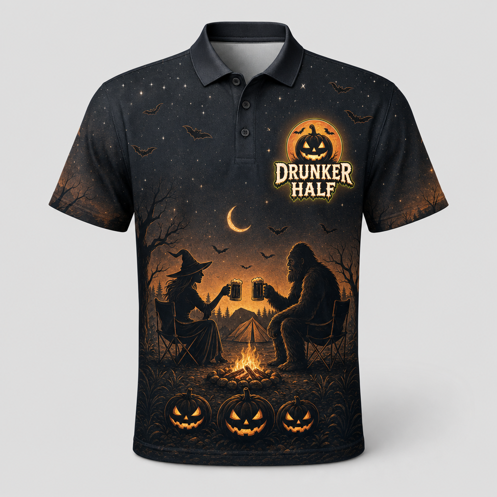Halloween Camping Drunker Half AOP Polo - Polo shirt - All over printed 08513d36-e7bd-4ace-af70-c8ec3cc4b5c8.png