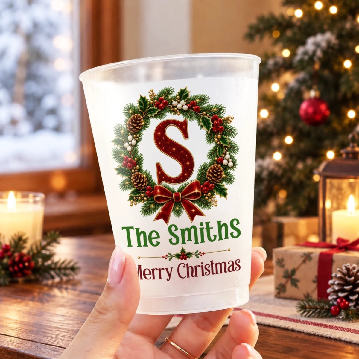 Custom Initial Family Name Christmas Gifts for Families - Personalized Plastic Cups - Christmas Drinkware For Party 088dee68-adab-49d2-8cfe-363e6030779f-2.jpeg