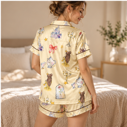 Belle Princess Coquette Pajama Set for Women, Short Sleeve Satin Sleepwear, Beauty and the Beast Inspired Pajamas, Princess Gift for Her 08939aa7-4d38-4028-bf8b-1608fb37224e-molkj2.png