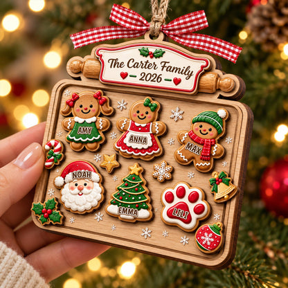 Custom Gingerbread Family 2 Layer Wooden Ornament, Personalized Christmas Cookie Tray Ornament, Family Keepsake, Family Of Four Ornament 08f8bffb-31c4-4283-b325-01d74f5bc00b-2.jpg