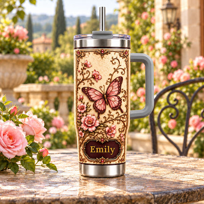 Pink Butterfly Tumbler with Handle - Personalized Floral 40oz Tumbler 0986f041-1dce-4dfc-8a6a-745d70f26788-4.jpg
