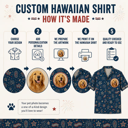 Patriotic Dog Dad Hawaiian Shirt — Custom Pet Photo - How to customize