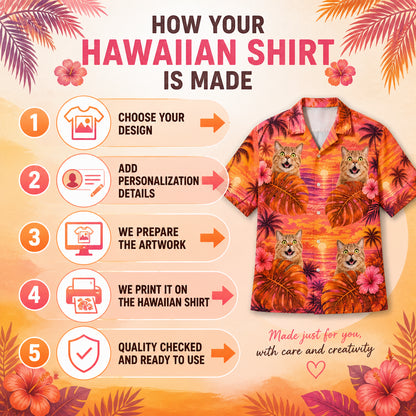 Custom Cat Face Sunset Tropical (Orange/Pink) - How it is made