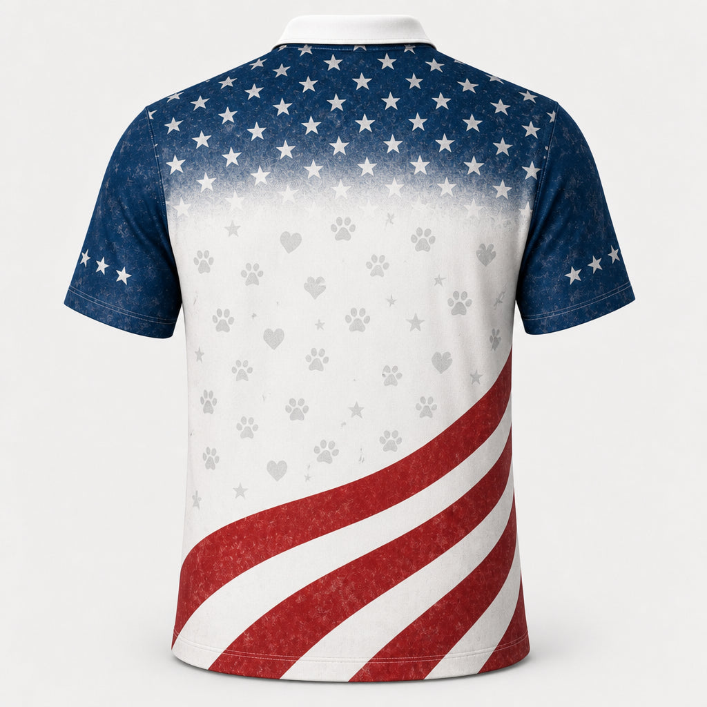 American Dog Dad Photo Polo – Personalized Pet Portrait - Back view
