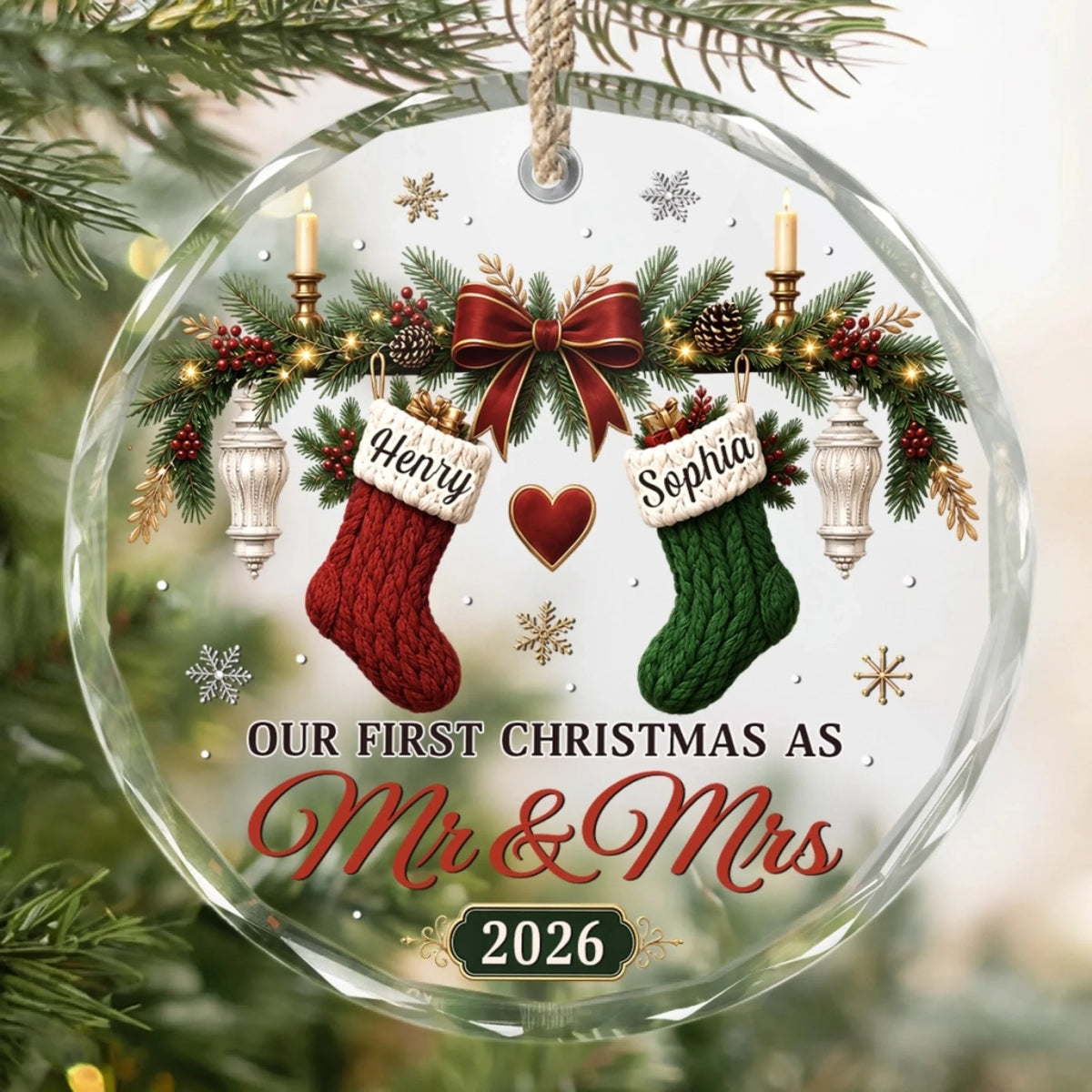 Custom First Christmas Circle Glass Ornament - Personalized Anniversary Christmas Wedding Gifts For Husband And Wife, Him And Her - Love Hanging On Tree 0bc5aa33-18c2-4cd7-8a30-076c7b86ce01-banner-3.jpeg