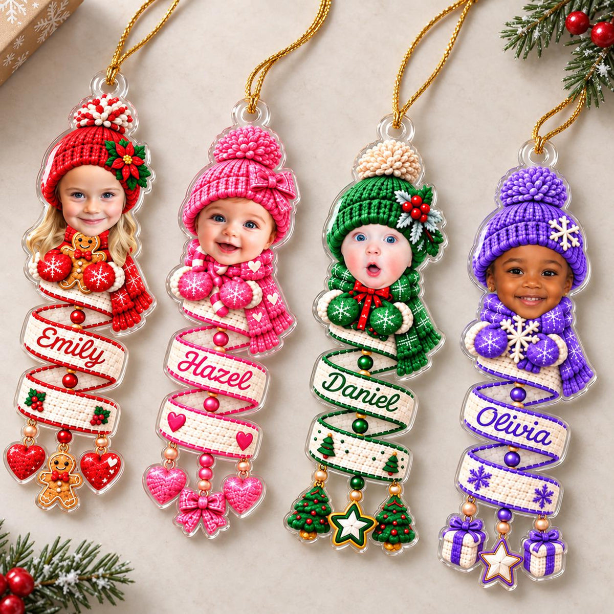 Personalized Baby Face Photo Spiral Ornament, Custom Name Snowman Acrylic Ornament, 2D Flat Faux Spiral Christmas Tree Decor, Christmas Gift 0bd044a7-5b0d-47c5-9049-399a371f5a37-5.jpg
