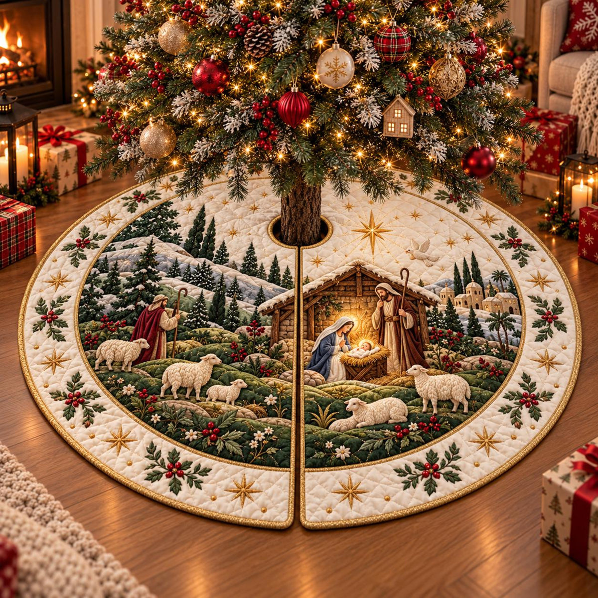 Nativity Scene Christmas Tree Skirt, Christian Holiday Decor 0c35671e-0faa-42d1-a5a2-51e7ab554500-2.jpg