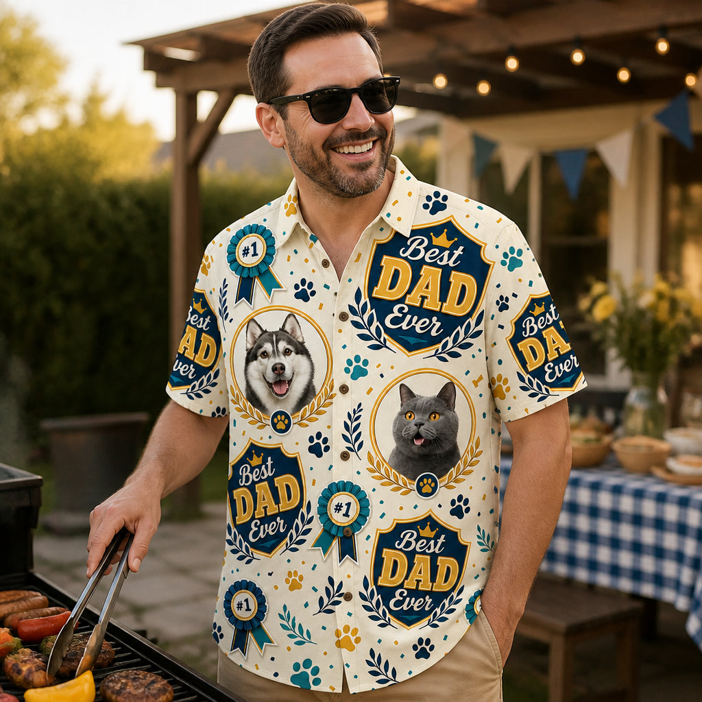 Best Dad Ever Pet Photo Hawaiian Shirt - Lifestyle 2