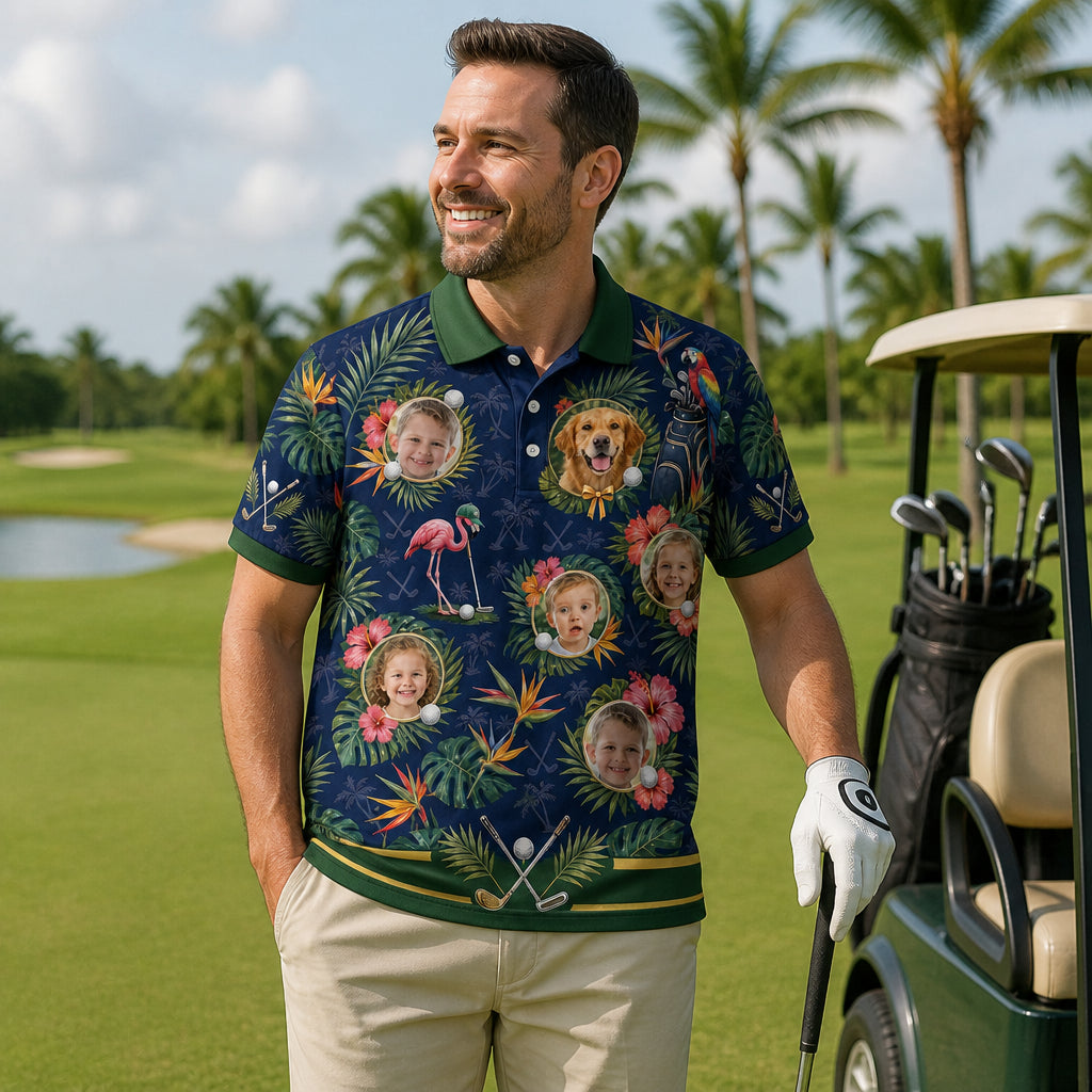 Golf Tropical Family Photo Polo - How to customize