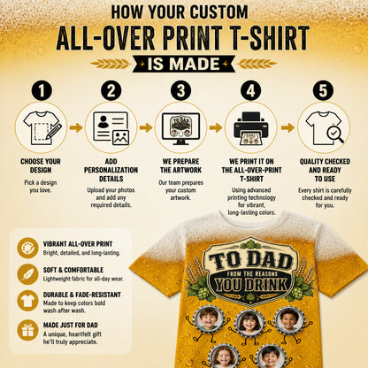 To Dad – The Reasons You Drink Photo AOP Tee - How it is made