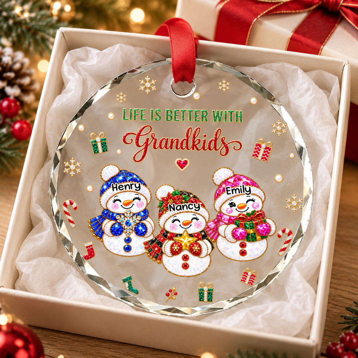 Grandkids Make Christmas Better - Personalized Glass Ornament - Christmas Gift For Grandma 0d2acb6a-864a-4766-af5b-472de9c067c2-4.png