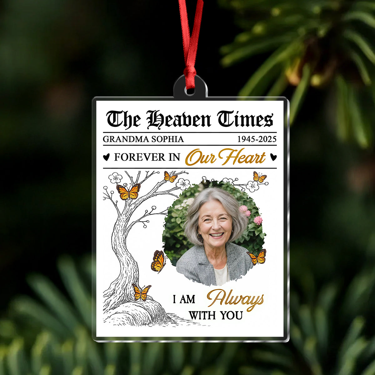 Custom Photo Acrylic Ornament - Personalized Christmas Memorial Sympathy Gifts For Loss Of Mom, Dad - Peaceful Rest In Angel Wings 0d7ba13f-1a3d-4e39-ba5d-9cd16a29505f-3_4.jpg