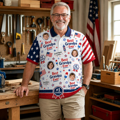 Best Grandpa Ever Patriotic Photo Polo - Lifestyle 2