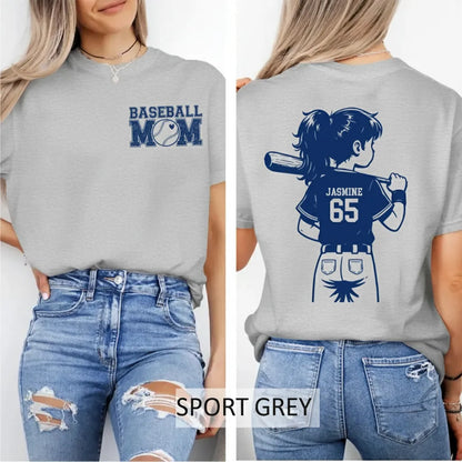 Personalized Baseball Mom Shirt Custom Kids Name & Number Tee