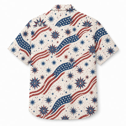 Custom Pet Face Patriotic Hawaiian Shirt - Back view
