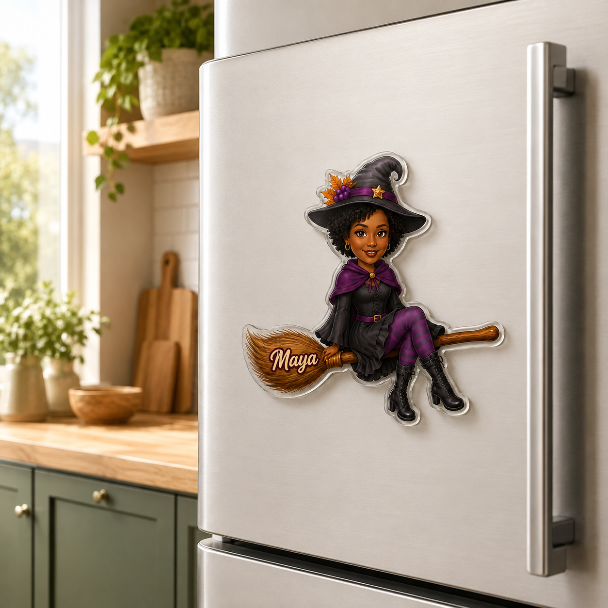 Personalized Witch Girl Fridge Magnet – Custom Photo Halloween Magnet with Name, Cute Broom Riding Witch Kitchen Decor Gift for Daughter, Sister, Best Friend, Kids 0f3ef1e2-3813-49bd-bc39-f32c4a3814e2-mocph.png
