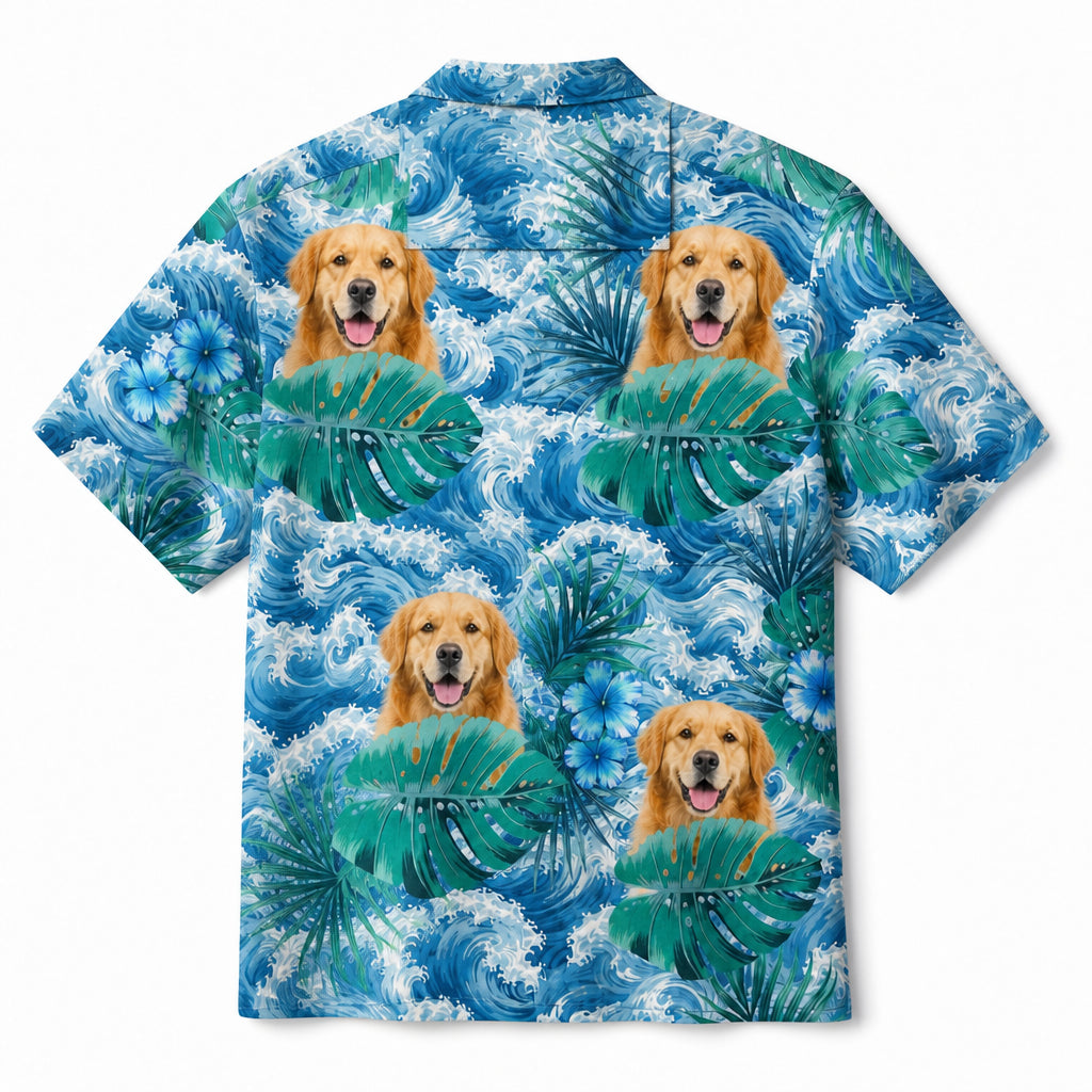 Custom Dog Face Tropical Hawaiian - Back view