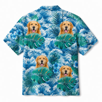 Custom Dog Face Tropical Hawaiian - Back view
