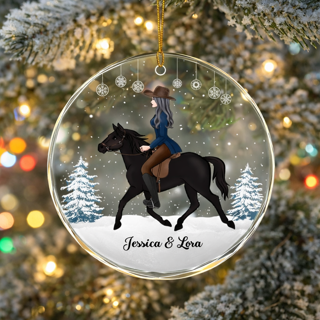 Girl Riding Horse - Personalized Crystal Ornament - Christmas Gift For Horse Rider, Horse Lovers 1-1_6c9921f8-5103-4d1d-aea4-8e6218ff98e3.png