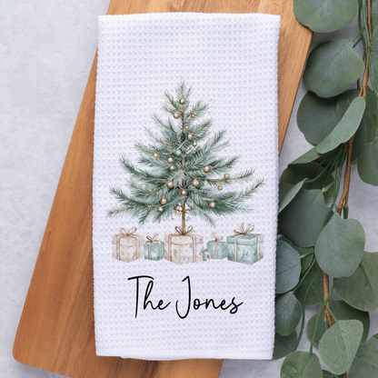 Personalized Christmas Tree Towel, Merry Christmas Waffle Weave Dish Towel, Holiday Tea Towel Kitchen Decoration, Gift for Newlyweds 102e2e2d-b28b-41fa-b4b8-666efac3bb7a-1.png