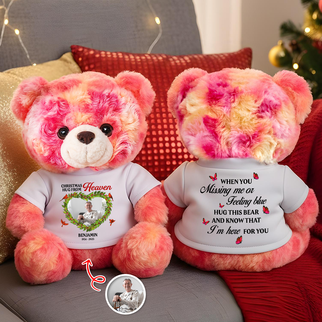 Christmas Wreath Heaven - Memorial Personalized Custom Teddy Bear Plush - Sympathy Gift For Family Members 1082a0d9-0bf3-49ac-9619-38049ed8c1f0-2.png