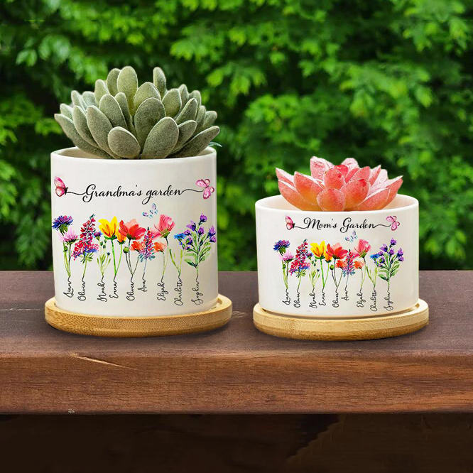 Personalized Grandma's Garden Outdoor Flower Pot With Grandkids Name and Birth Flower For Mother's Day 10_2.png