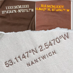 Custom Longitude and Latitude Location Embroidered Sweatshirt Hoodie