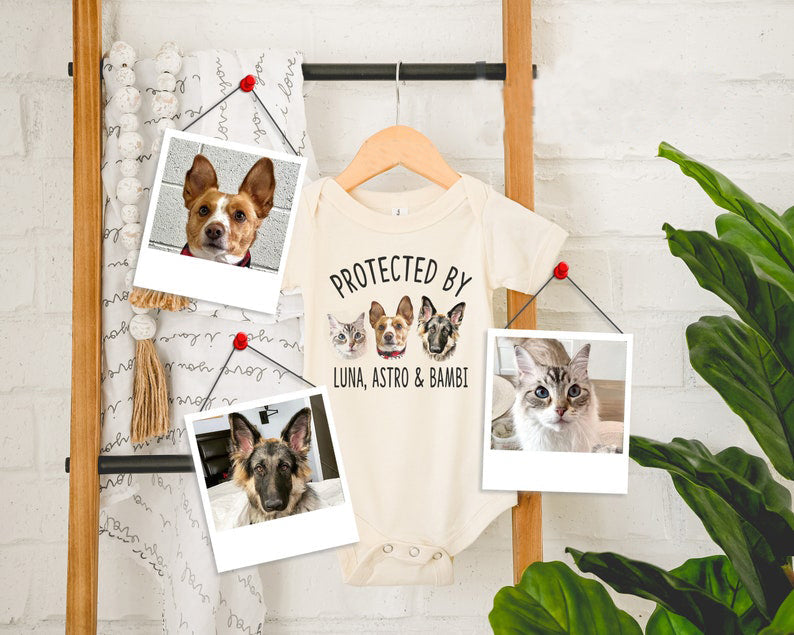 Custom Protected by Pets , Upload Photo Dogs and Cats, Personalized Baby Shower Gift, Baby Girl, Baby Boy Bodysuit 10_8d0198cf-d535-49d1-8527-2f74fcaa0dbd.jpg
