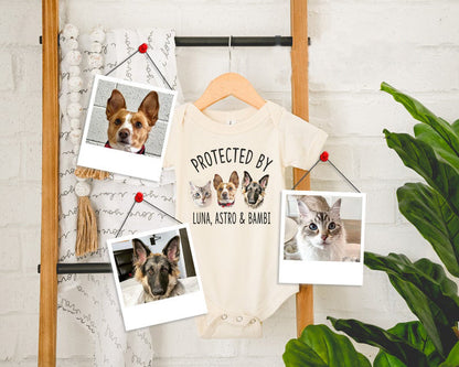 Custom Protected by Pets , Upload Photo Dogs and Cats, Personalized Baby Shower Gift, Baby Girl, Baby Boy Bodysuit 10_8d0198cf-d535-49d1-8527-2f74fcaa0dbd.jpg