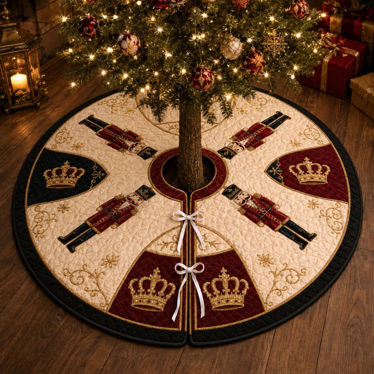 Nutcracker Christmas Tree Skirt, Quilted Holiday Tree Skirt, Royal Red Navy Gold Christmas Decor, Elegant Xmas Home Decor 10b8ea32-96a3-4351-8203-6ce768dce1ad-1.jpg