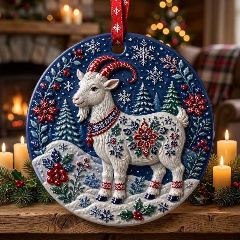 Handcrafted Ceramic Christmas Goat Ornament 3D, Festive 3D Winter Wonderland Decor, Unique Holiday Tree Decoration Gift 10dae62f-7617-4958-8619-0413b20ff159-j6.webp