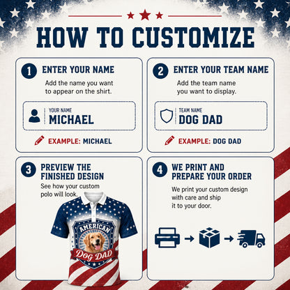 American Dog Dad Photo Polo – Personalized Pet Portrait - How to customize